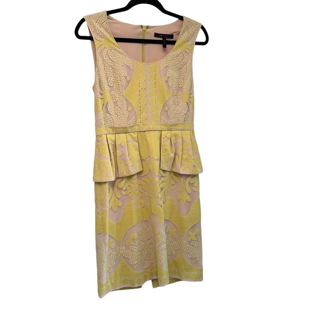 BCBGMazaxia Yellow and Tan lace dress- size 8